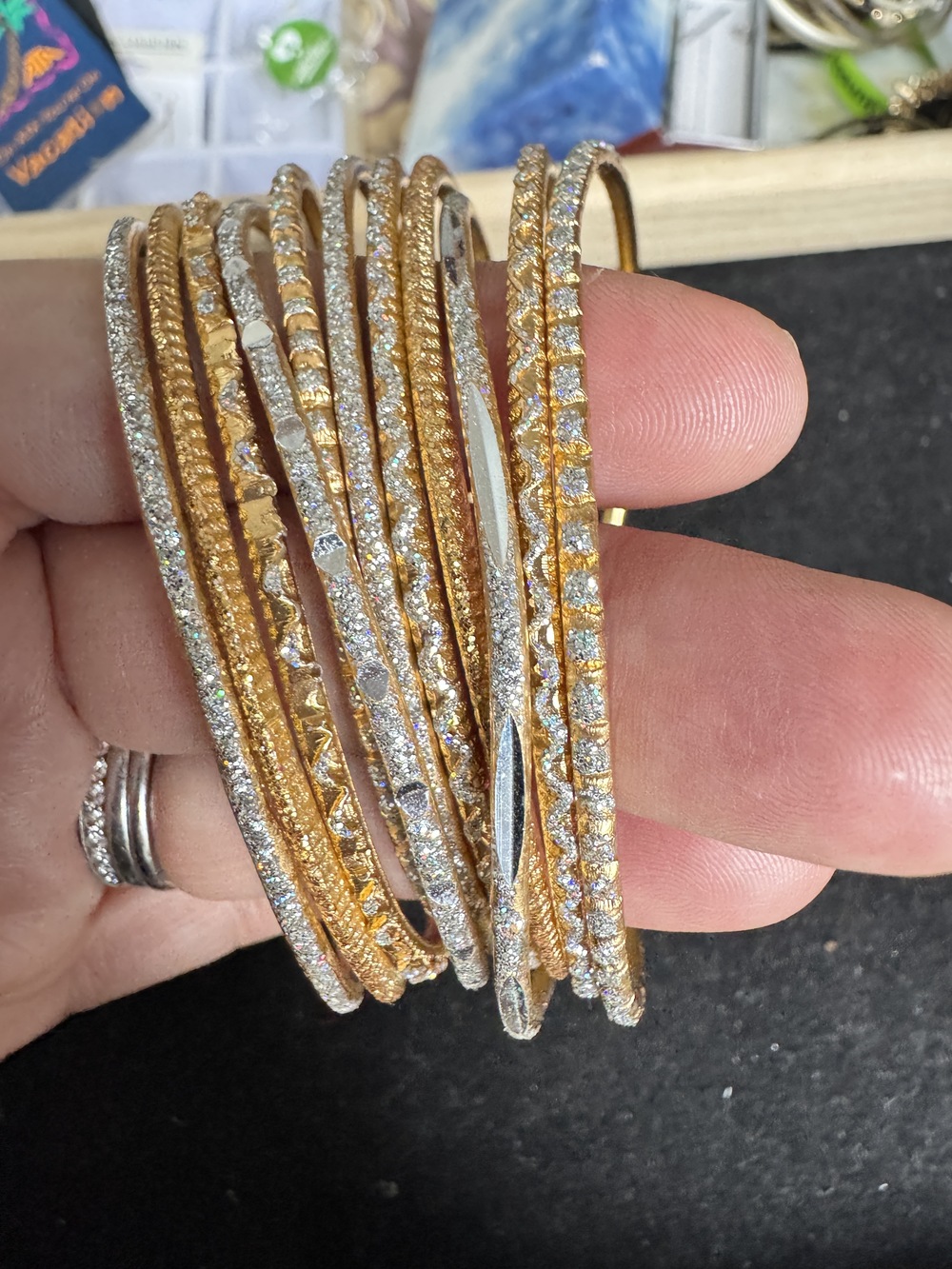 ⚜️ Bangle Stack Set | Gold-Tone & Rhinestone | Multi-Design 💗 - Picture 3 of 3